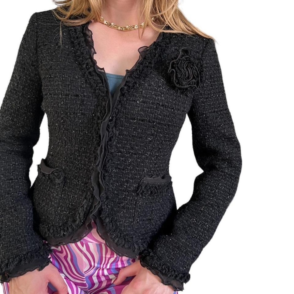 black knitted wool blazer jacket with classy chic vibes, Nine West size 6